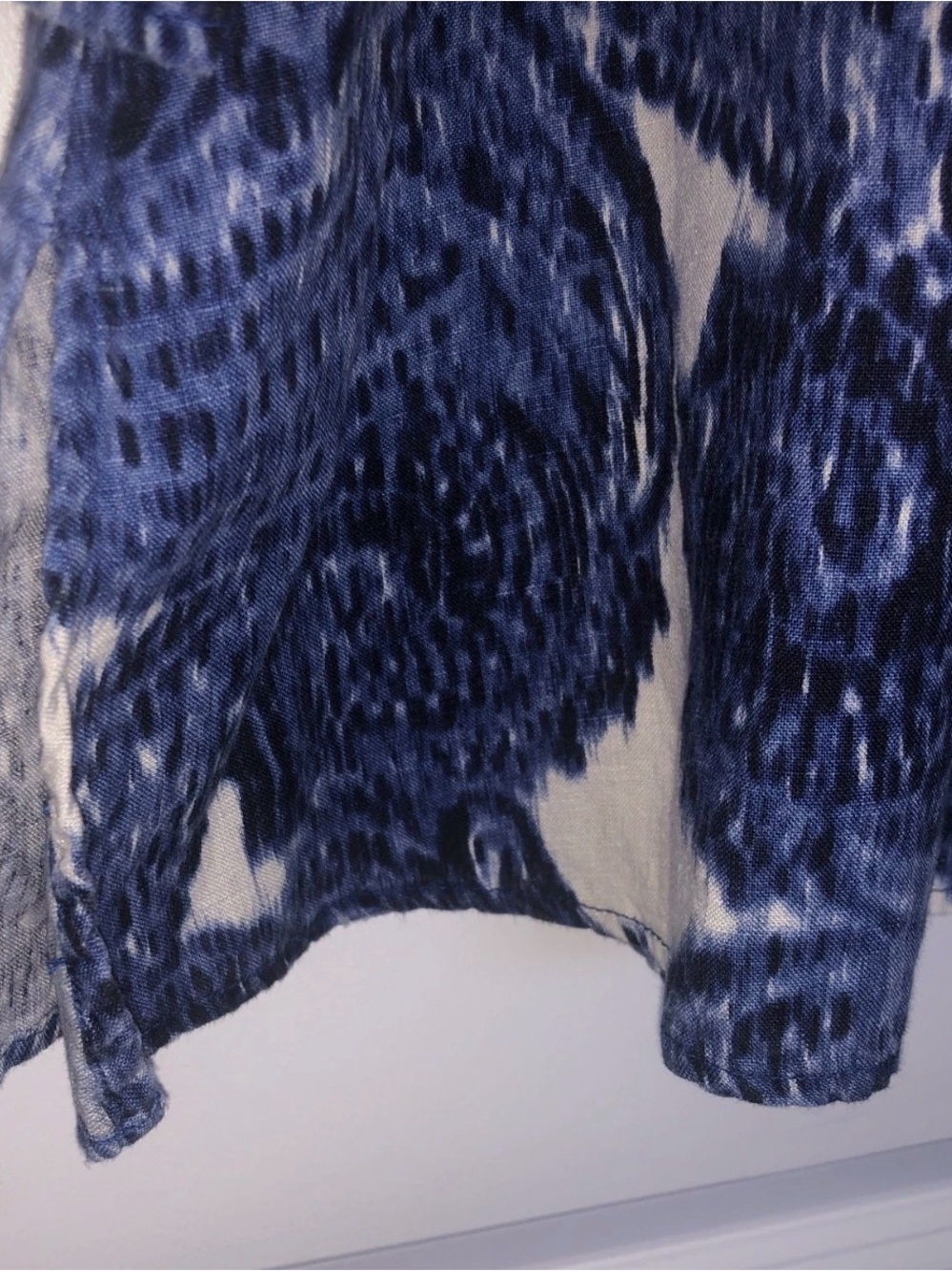 Jones New York Navy and White Printed Button-Front Top - Picture 5 of 5